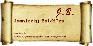 Jamniczky Balázs névjegykártya